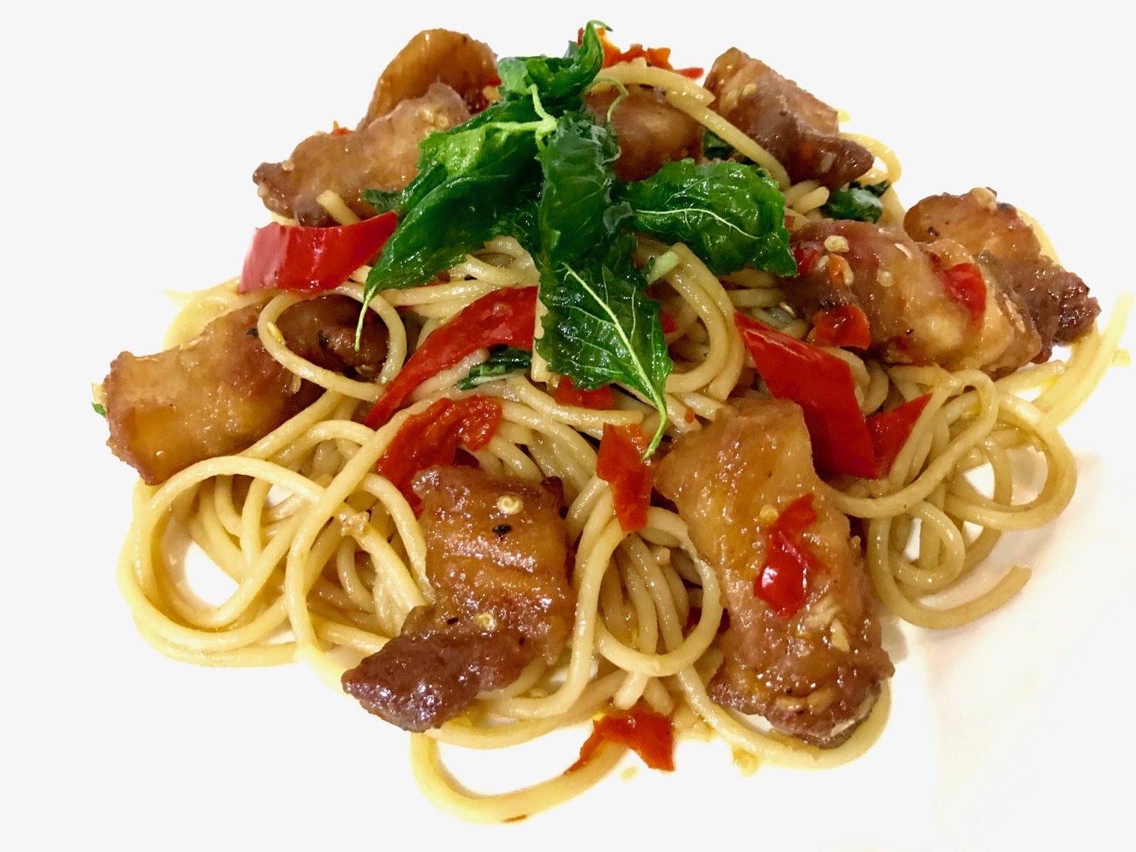 80Spaghetti Basil Crispy Pork